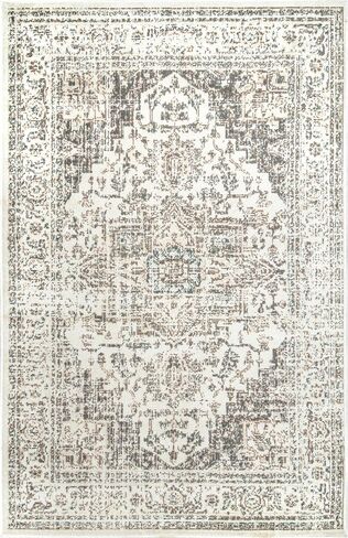 nuLOOM Tanith Vintage Medallion Runner Rug, 2' 6" x 12', Cream in Saudi Arabia
