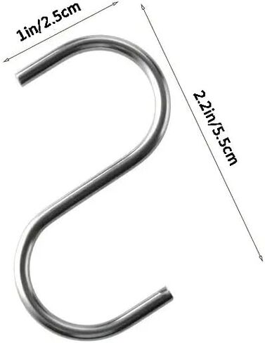 10 Pack S-Shaped Hooks, Stainless Steel Hanging Hooks for Kitchen, Closet, Bathroom and More, Heavy Duty Metal Hooks for Organizing and Storage in Kuwait