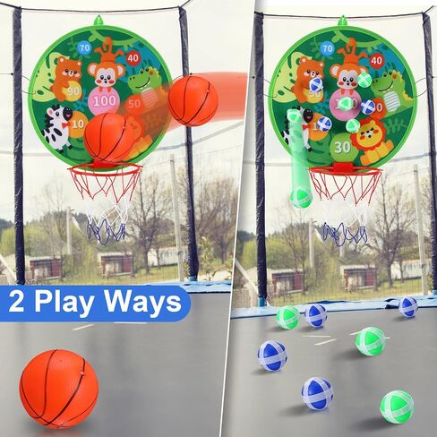 Trampoline Accessories Kit, 3 Step Trampoline Steps 72ft 200 LED Trampoline Lights 4 Trampoline Stakes with 4 Belt, T Hooks, 39.4ft Trampoline Sprinkler Trampoline Basketball Hoop Dartboard in Saudi Arabia