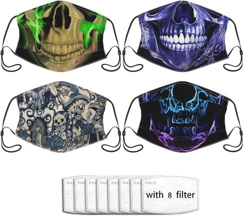 4pcs Face Mask With Filter Pocket Washable Reusable Face Bandanas Balaclava For Men Women With 8 Filters in Saudi Arabia