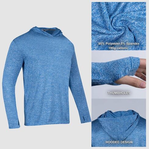 Men's Hoodie Shirts Long Sleeve UPF 50+ Sun Protection T Shirts Casual Fishing Hiking Shirts with Hood in Saudi Arabia
