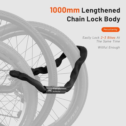 Opel Bike Chain Lock,5 Digit Combination Heavy Duty Anti-Theft Bicycle Chain Lock,3.2 Feet Long 6mm Thick Security Resettable Keyless Waterproof Lock Chain for Bike,Door,Gate,Fence,Motorcycle,Scooter in Saudi Arabia