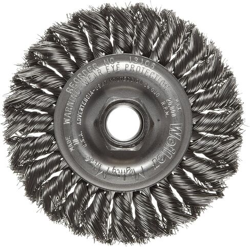 Weiler 13106 Dualife 5/8"-11 Arbor، مقاس السلك 0.014 بوصة، القطر 4 بوصة، عرض الوجه 1/2 بوصة، شعيرات فولاذية، فرشاة عجلة سلكية ذات عقدة ملتوية قياسية، .014 بوصة، صنع في الولايات المتحدة الأمريكية in Saudi Arabia