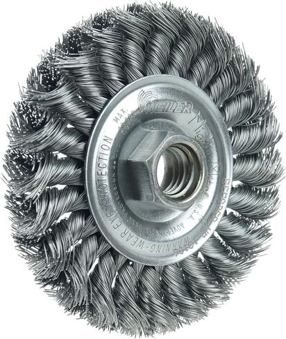 Weiler 13106 Dualife 5/8"-11 Arbor، مقاس السلك 0.014 بوصة، القطر 4 بوصة، عرض الوجه 1/2 بوصة، شعيرات فولاذية، فرشاة عجلة سلكية ذات عقدة ملتوية قياسية، .014 بوصة، صنع في الولايات المتحدة الأمريكية in Saudi Arabia