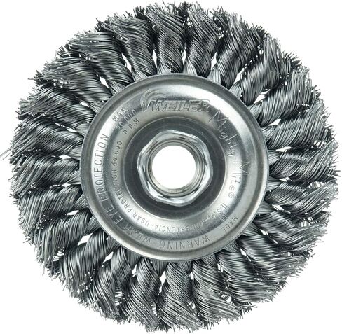 Weiler 13106 Dualife 5/8"-11 Arbor، مقاس السلك 0.014 بوصة، القطر 4 بوصة، عرض الوجه 1/2 بوصة، شعيرات فولاذية، فرشاة عجلة سلكية ذات عقدة ملتوية قياسية، .014 بوصة، صنع في الولايات المتحدة الأمريكية in Saudi Arabia