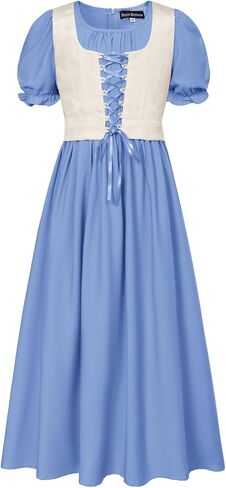 فستان فتاة عصر النهضة القرمزي داكن بأكمام منتفخة فستان طويل فستان فتاة الزهور مقاس 7-14 in Kuwait