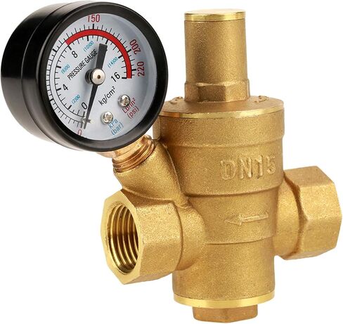 Water Pressure Regulator Valve,DN15 Brass Adjustable Water Pressure Reducing Valve,Water Regulator with Gauge in Saudi Arabia