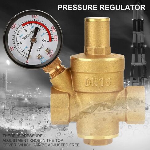 Water Pressure Regulator Valve,DN15 Brass Adjustable Water Pressure Reducing Valve,Water Regulator with Gauge in Saudi Arabia