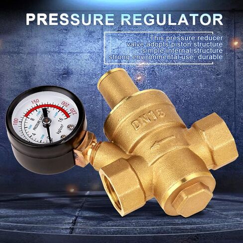 Water Pressure Regulator Valve,DN15 Brass Adjustable Water Pressure Reducing Valve,Water Regulator with Gauge in Saudi Arabia