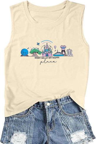 FASHGL Magic Kingdom Tank Top for Women May The Magic Be with You Tank Tops Summer Vacation Sleeveless Graphic Tee Shirt in Kuwait