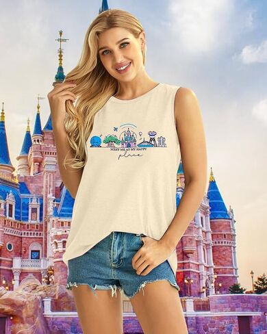 FASHGL Magic Kingdom Tank Top for Women May The Magic Be with You Tank Tops Summer Vacation Sleeveless Graphic Tee Shirt in Kuwait