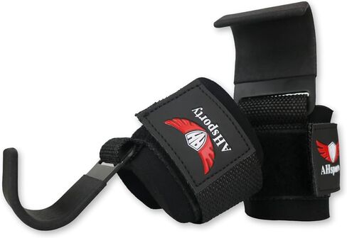 Gym Weight Lifting Hooks with Padded Workout Wrist Straps for Men & Women - Reinforced Metal Hooks for Deadlifts, Powerlifting, Shrugs, Pull-Ups - Lift Heavier Weights with Confidence in Saudi Arabia