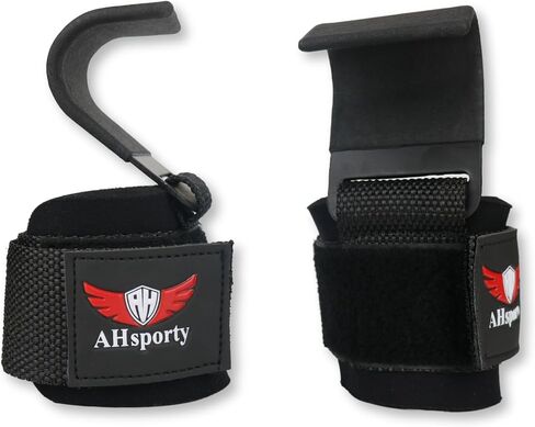Gym Weight Lifting Hooks with Padded Workout Wrist Straps for Men & Women - Reinforced Metal Hooks for Deadlifts, Powerlifting, Shrugs, Pull-Ups - Lift Heavier Weights with Confidence in Saudi Arabia