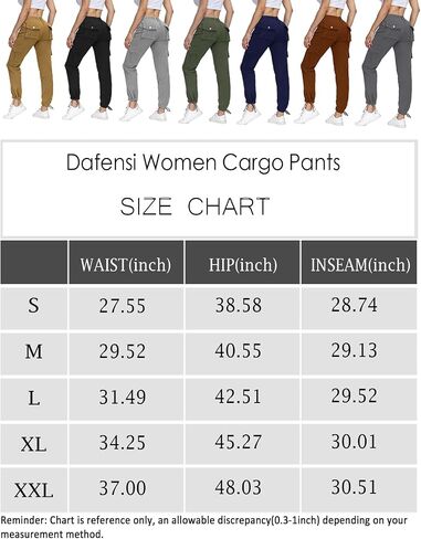 Cargo Pants for Women Elastic Waist Casual Jogger Pants with 6 Pockets for Hiking Black L in Saudi Arabia