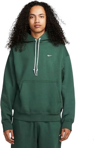 Nike Solo Swoosh Men's Fleece Pullover Hoodie (US, Alpha, Medium, Regular, Regular, Standard, Fir/White) in Saudi Arabia