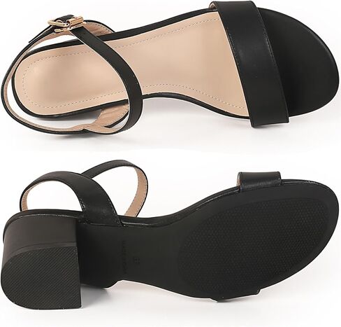 PPXID Women's Open Toe Ankle Strap Chunk Low Heel Pump Sandals in Saudi Arabia