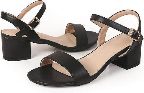 PPXID Women's Open Toe Ankle Strap Chunk Low Heel Pump Sandals in Saudi Arabia