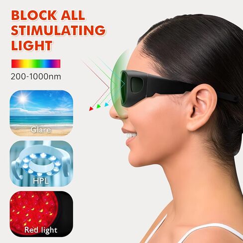 نظارات أمان بالليزر، حماية للعين للعلاج بالضوء الأحمر بطول موجي 200-1000 نانومتر، نظارات تسمير البشرة فعالة لتصفية IPL والأشعة فوق البنفسجية وأشعة LED لإزالة الشعر بالليزر من سرير تسمير البشرة in Kuwait