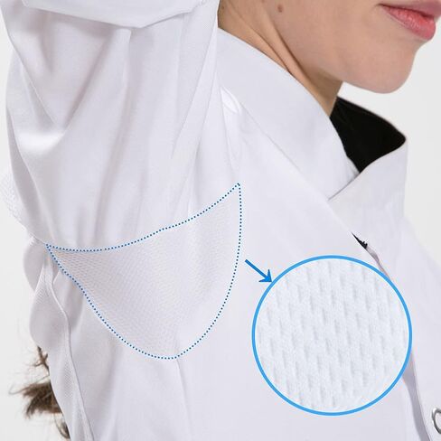 Asian Fit Performance Long Sleeve Cross Neck Chef Coat Black White for Restaurant, Bistro, Kitchen in Saudi Arabia