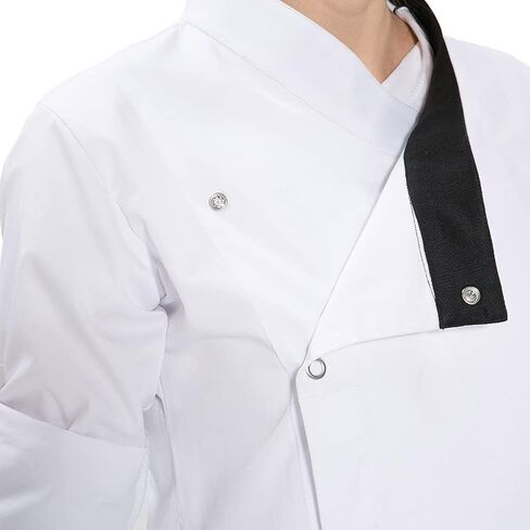 Asian Fit Performance Long Sleeve Cross Neck Chef Coat Black White for Restaurant, Bistro, Kitchen in Saudi Arabia