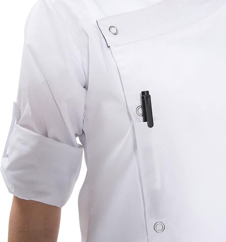 Asian Fit Performance Long Sleeve Cross Neck Chef Coat Black White for Restaurant, Bistro, Kitchen in Saudi Arabia