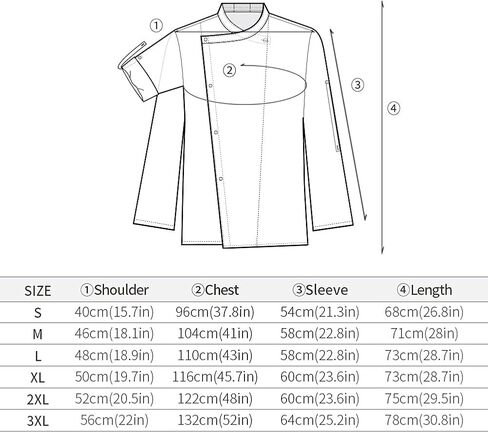 Asian Fit Performance Long Sleeve Cross Neck Chef Coat Black White for Restaurant, Bistro, Kitchen in Saudi Arabia