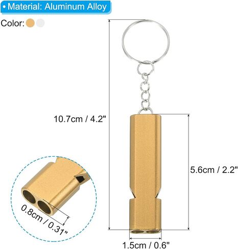 PATIKIL Emergency Whistle, Loud Sound Aluminum Keychain Whistles Outdoor Safety Survival Whistle for Camping Hiking in Saudi Arabia