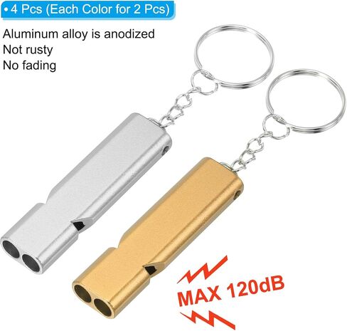 PATIKIL Emergency Whistle, Loud Sound Aluminum Keychain Whistles Outdoor Safety Survival Whistle for Camping Hiking in Saudi Arabia