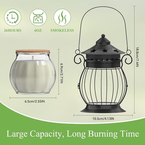 Citronella Candles Outdoor, 2 x 6oz Scented Candles with Vintage Metal Lantern Holder, Natural Citronella Soy Wax Candles, Lemongrass Candles for Patio, Garden, and Camping - Gifts for Women in Saudi Arabia