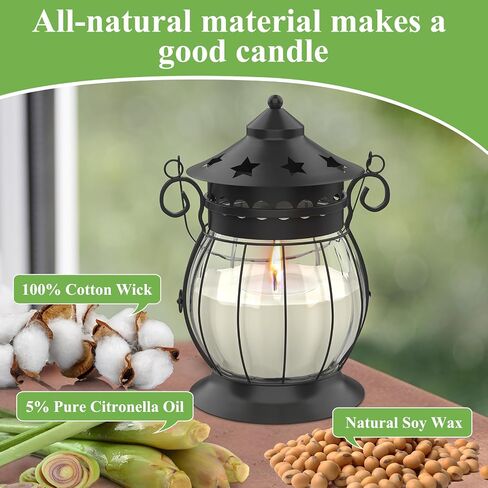 Citronella Candles Outdoor, 2 x 6oz Scented Candles with Vintage Metal Lantern Holder, Natural Citronella Soy Wax Candles, Lemongrass Candles for Patio, Garden, and Camping - Gifts for Women in Saudi Arabia