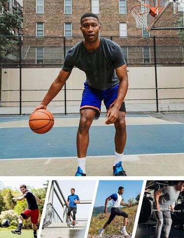 بنطال MEETYOO الرجالي المضغوط 3/4، سروال كابري ضاغط بساق واحدة، سروال رياضي لكرة السلة والجري in Kuwait