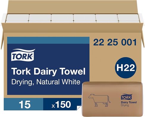 Tork Dairy Towel Natural White H22, 2-ply, Drying, 100% Recycled Fibers, 15 x 150 Sheets, 2225001 in Saudi Arabia