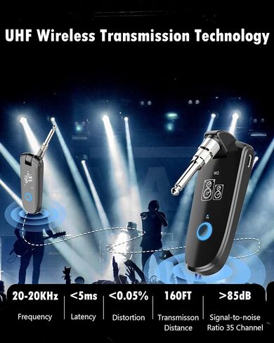 Wireless Guitar System, AUPHY Wireless Guitar Transmitter Receiver, 35 Channels Rechargeable Bluetooth Transmitter for Electric Guitar Bass in Saudi Arabia
