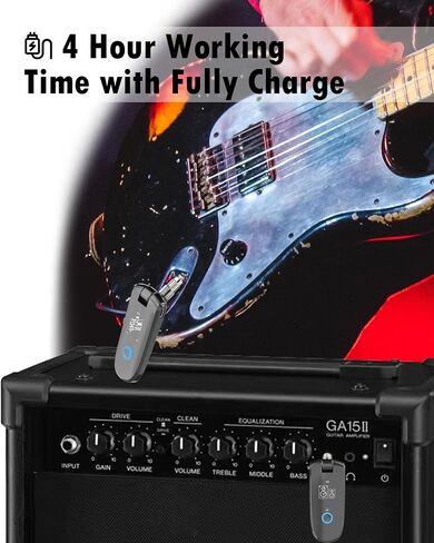 Wireless Guitar System, AUPHY Wireless Guitar Transmitter Receiver, 35 Channels Rechargeable Bluetooth Transmitter for Electric Guitar Bass in Saudi Arabia