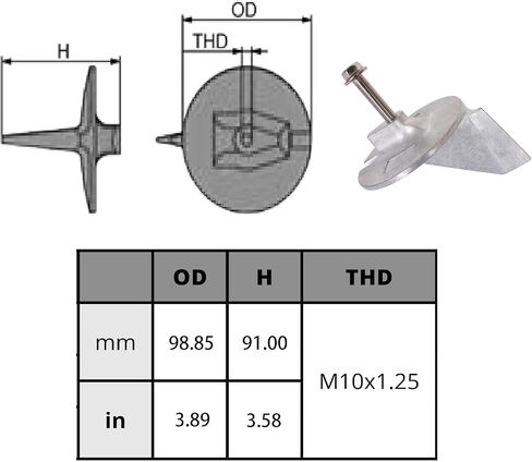 SouthMarine Boat Engine 61A-45371-00 Trim Tab Anode for Yamaha Outboard Motor V6 3.1 and 3.2 liter 200HP 225HP 250HP, fit Sierra 18-6119 18-6119Z in Saudi Arabia