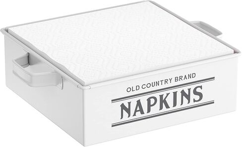 تصميمات بارنيارد حامل مناديل المزرعة لحاملي مناديل الطاولة للمطبخ، حامل مناديل ريفي عتيق على الطراز الريفي الفرنسي، مناديل معدنية حامل مناديل، حامل مناديل الطاولة، أبيض 7 بوصة × 7 بوصة in Kuwait