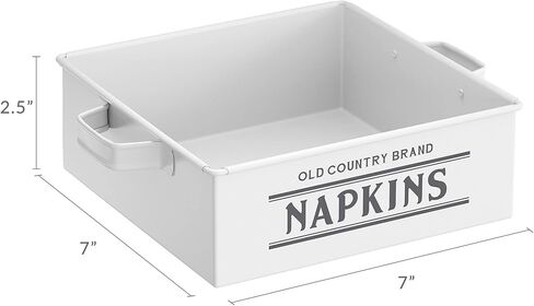 تصميمات بارنيارد حامل مناديل المزرعة لحاملي مناديل الطاولة للمطبخ، حامل مناديل ريفي عتيق على الطراز الريفي الفرنسي، مناديل معدنية حامل مناديل، حامل مناديل الطاولة، أبيض 7 بوصة × 7 بوصة in Kuwait