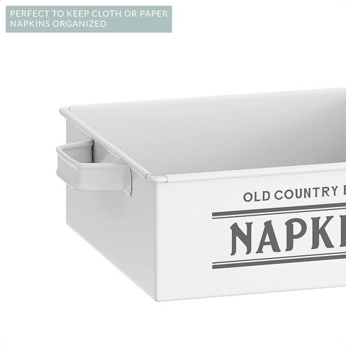تصميمات بارنيارد حامل مناديل المزرعة لحاملي مناديل الطاولة للمطبخ، حامل مناديل ريفي عتيق على الطراز الريفي الفرنسي، مناديل معدنية حامل مناديل، حامل مناديل الطاولة، أبيض 7 بوصة × 7 بوصة in Kuwait