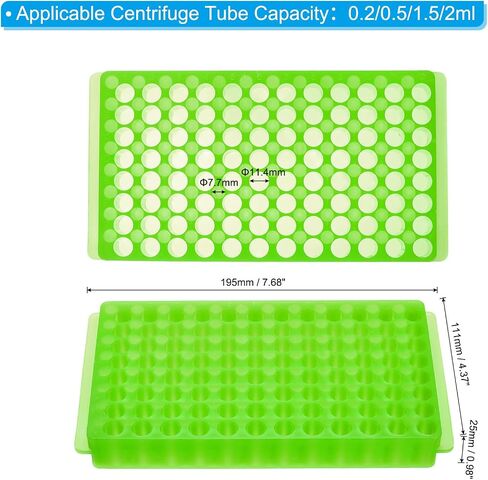 PATIKIL 96 Wells Tube Rack, 1 Pcs Vial Rack Double Panel Centrifuge Tube Holder for Microcentrifuge Tubes 0.2/0.5/1.5/2ml, Orange in Kuwait
