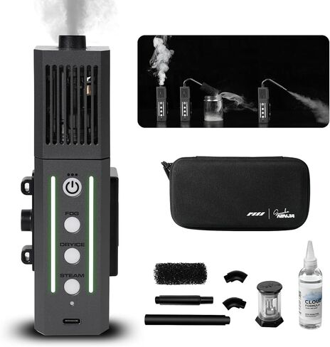 آلة دخان مولد الضباب الصغيرة المحمولة من سموك نينجا، مع 3 تأثيرات دخان محددة مسبقًا، تركيبة آمنة للطعام، لا وقت انتظار، تحكم عن بعد، ومحولات لتأثيرات الدخان المختلفة، البطارية غير متضمنة in Kuwait