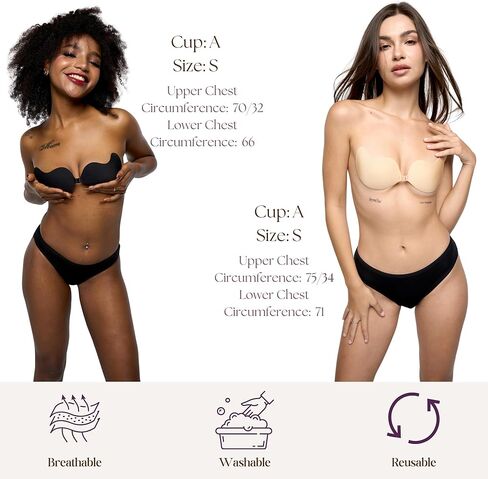 حمالات صدر لاصقة للنساء زوجين | رفع الثدي غير المرئي | عارية الذراعين وبدون حمالات (أسود ودسم) in Kuwait