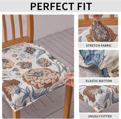 Chair Seat Covers for Dining Room Set of 4, Stretch Jacquard Removable and Washable Chair Covers, Protector Chair Cushion Kitchen Dining Home Slipcovers(4 Pack) in Kuwait