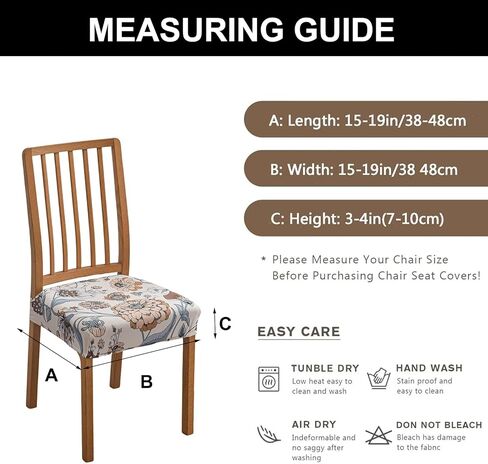 Chair Seat Covers for Dining Room Set of 4, Stretch Jacquard Removable and Washable Chair Covers, Protector Chair Cushion Kitchen Dining Home Slipcovers(4 Pack) in Kuwait