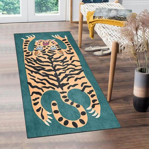 Vintage Boho Tiger Rug for Bedroom 2x3 ft Door Mat Small Area Rug Washable Funky Colorful Carpet for Living Room Bathroom Non-Slip Modern Abstract in Saudi Arabia