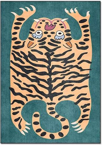 Vintage Boho Tiger Rug for Bedroom 2x3 ft Door Mat Small Area Rug Washable Funky Colorful Carpet for Living Room Bathroom Non-Slip Modern Abstract in Saudi Arabia