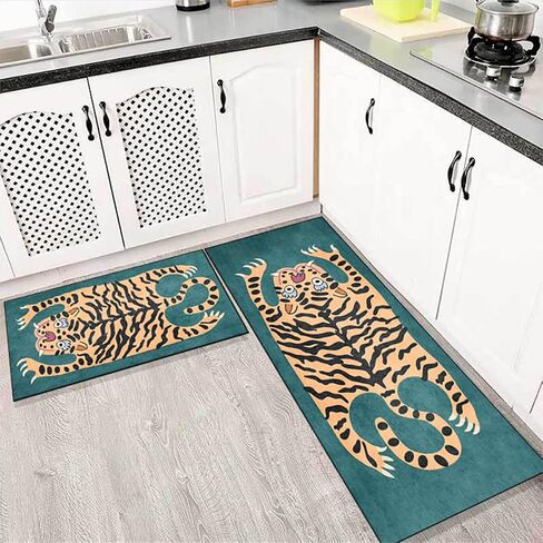 Vintage Boho Tiger Rug for Bedroom 2x3 ft Door Mat Small Area Rug Washable Funky Colorful Carpet for Living Room Bathroom Non-Slip Modern Abstract in Saudi Arabia