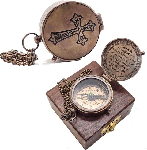 Engraved Compass - Proverbs 3:5-6 | Perfect for Graduation, Religious, Missionary, and Christian Gifts,(Trust in The Lord with All Your Heart) in Saudi Arabia
