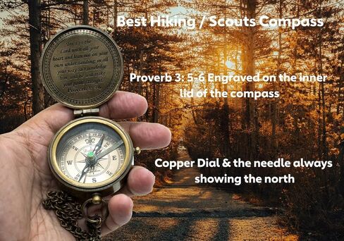 Engraved Compass - Proverbs 3:5-6 | Perfect for Graduation, Religious, Missionary, and Christian Gifts,(Trust in The Lord with All Your Heart) in Saudi Arabia