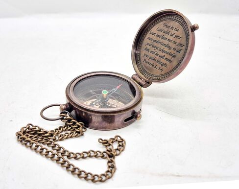 Engraved Compass - Proverbs 3:5-6 | Perfect for Graduation, Religious, Missionary, and Christian Gifts,(Trust in The Lord with All Your Heart) in Saudi Arabia