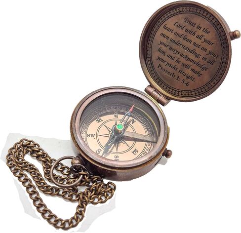 Engraved Compass - Proverbs 3:5-6 | Perfect for Graduation, Religious, Missionary, and Christian Gifts,(Trust in The Lord with All Your Heart) in Saudi Arabia